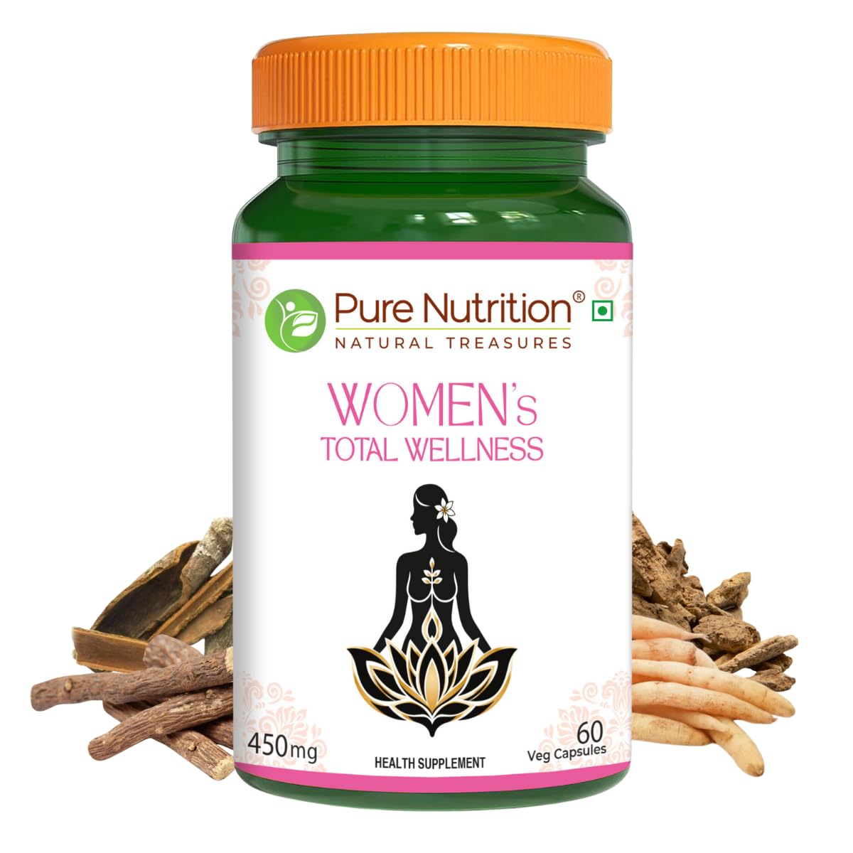 Pure Nutrition Women's Total Wellness Capsules | Supports Stress Management, Digestive Health, Enhanced Energy, Hormonal Balance, & Improved Immunity & Metabolism | 60 Veg Capsules
