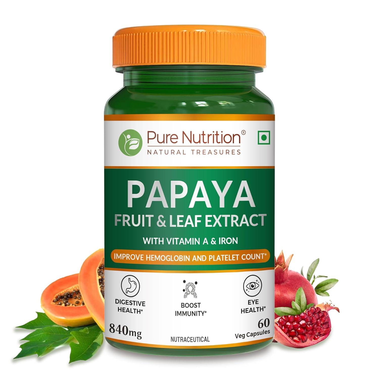 Pure Nutrition Papaya Fruit & Leaf Extract 600mg Veg Tablet