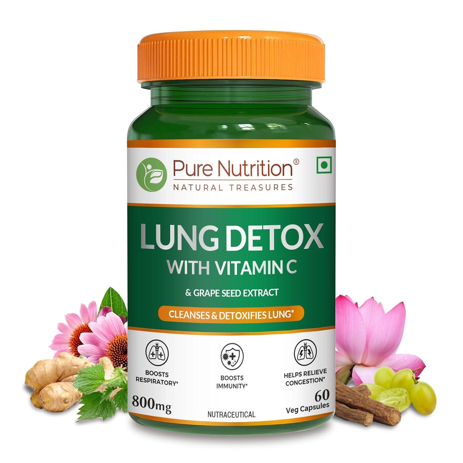 Pure Nutrition Lung Detox Capsule with Vitamin C 800mg For Respiratory Care