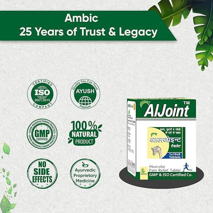 Ambic Combo Pack of AlJoint Muscular Pain Relief Oil 150ml & AlJoint Muscular Pain Relief 60 Tablet