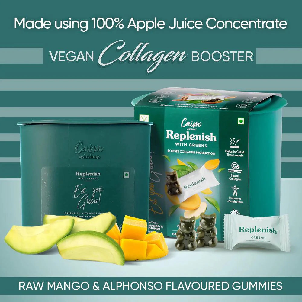Caim by arelang Replenish with Greens Collagen Gummies for women/men