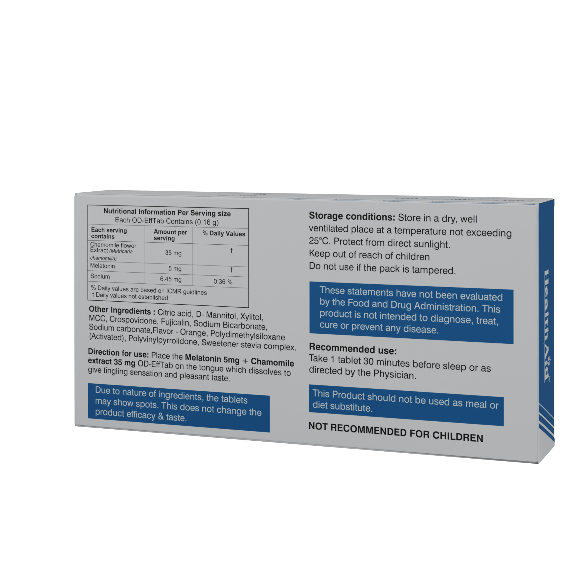HealthAid Melatonin 5 mg + Chamomile Extract 35 mg Effervescent Tablet (10 Each)