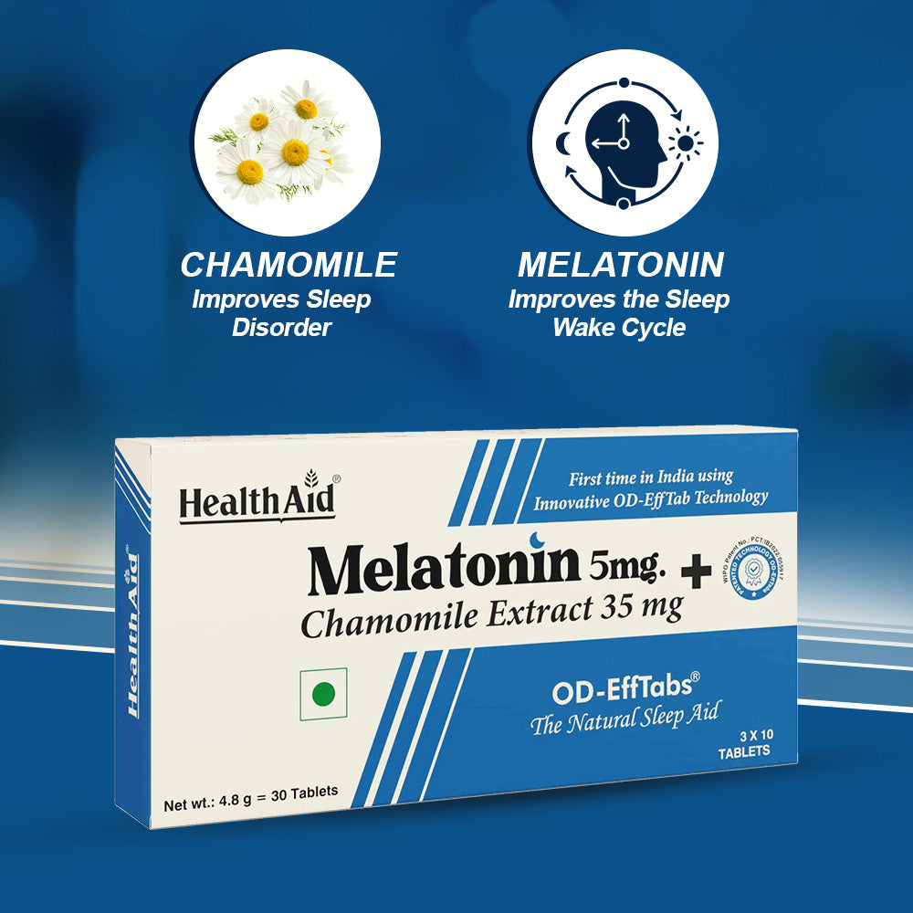HealthAid Melatonin 5 mg + Chamomile Extract 35 mg Effervescent Tablet (10 Each)