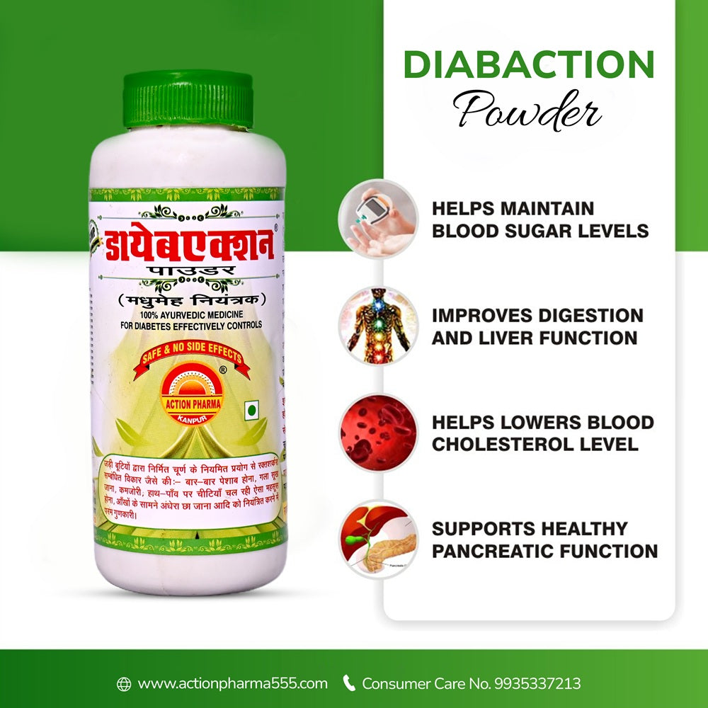 Action Pharma Diabaction Powder For Diabetes Effectively Controls - 100 GM