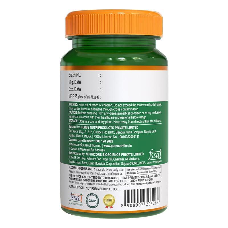 Pure Nutrition Kidney Detox Turmeric & Vitamin C Veg Capsule