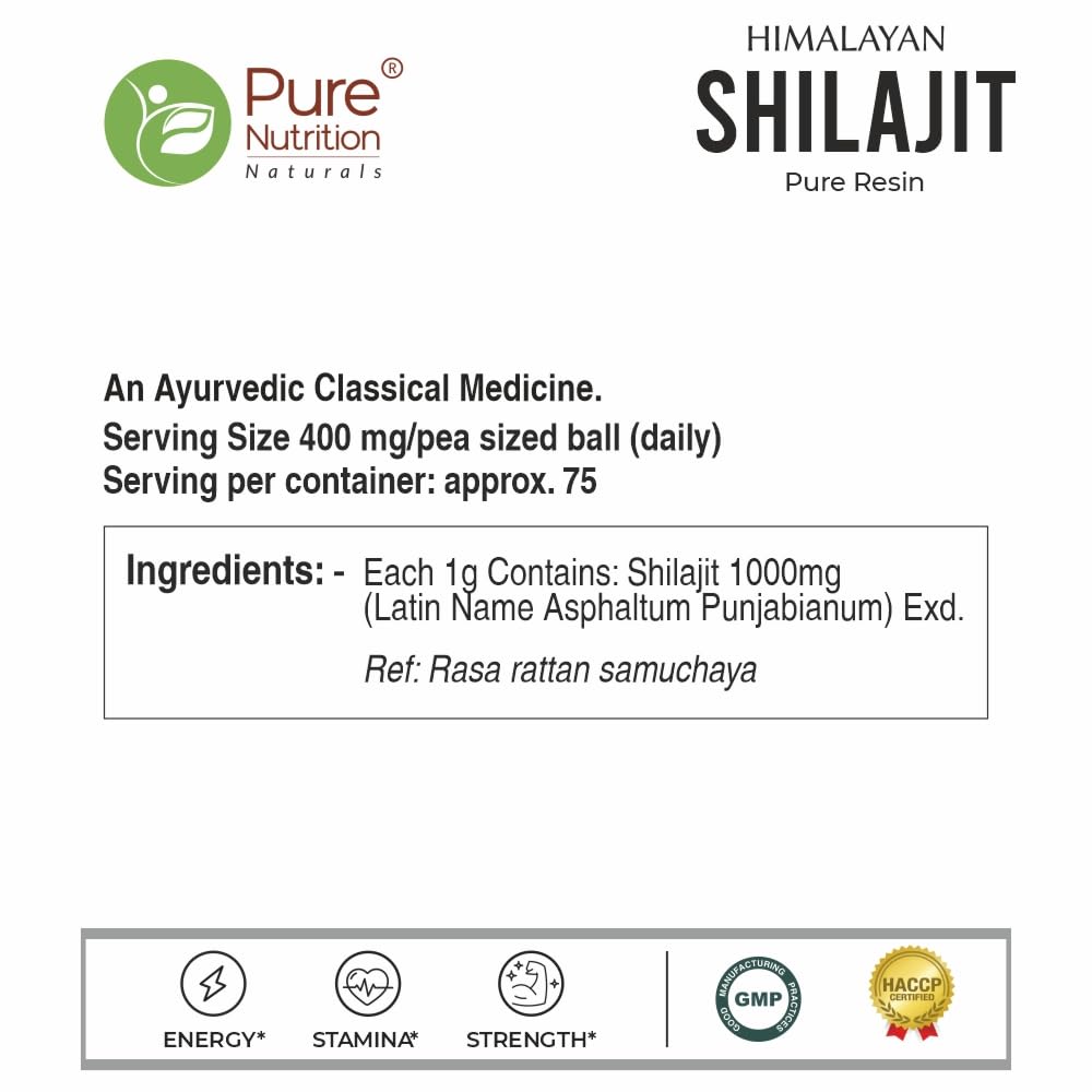 Pure Nutrition Shilajit Resin – Pure Himalayan Extract 20g