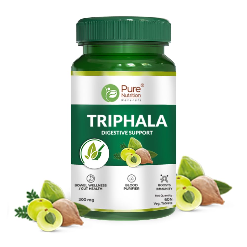 Pure Nutrition Organic Triphala Tablets | Supports Colon Cleanse, Healthy Digestion, Weight Management & Improved Bowel Wellness | Relieves Constipation -120 Tablets