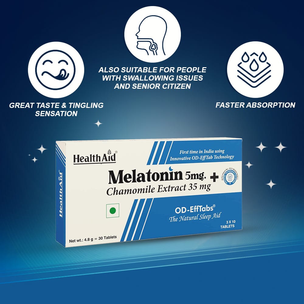 HealthAid Melatonin 5 mg + Chamomile Extract 35 mg Effervescent Tablet (10 Each)