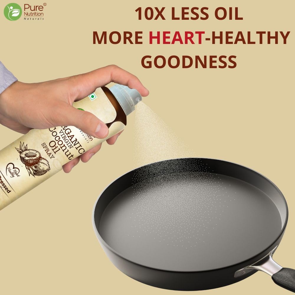 Pure Nutrition Combo Pack Of Virgin Coconut Oil & Avocado Oil Cooking Spray 200ml |100% Organic | Low Calorie Cooking - 10X LESS Oil | For Cooking, Dressing, Sauteing, Baking & Frying | Good for Skin