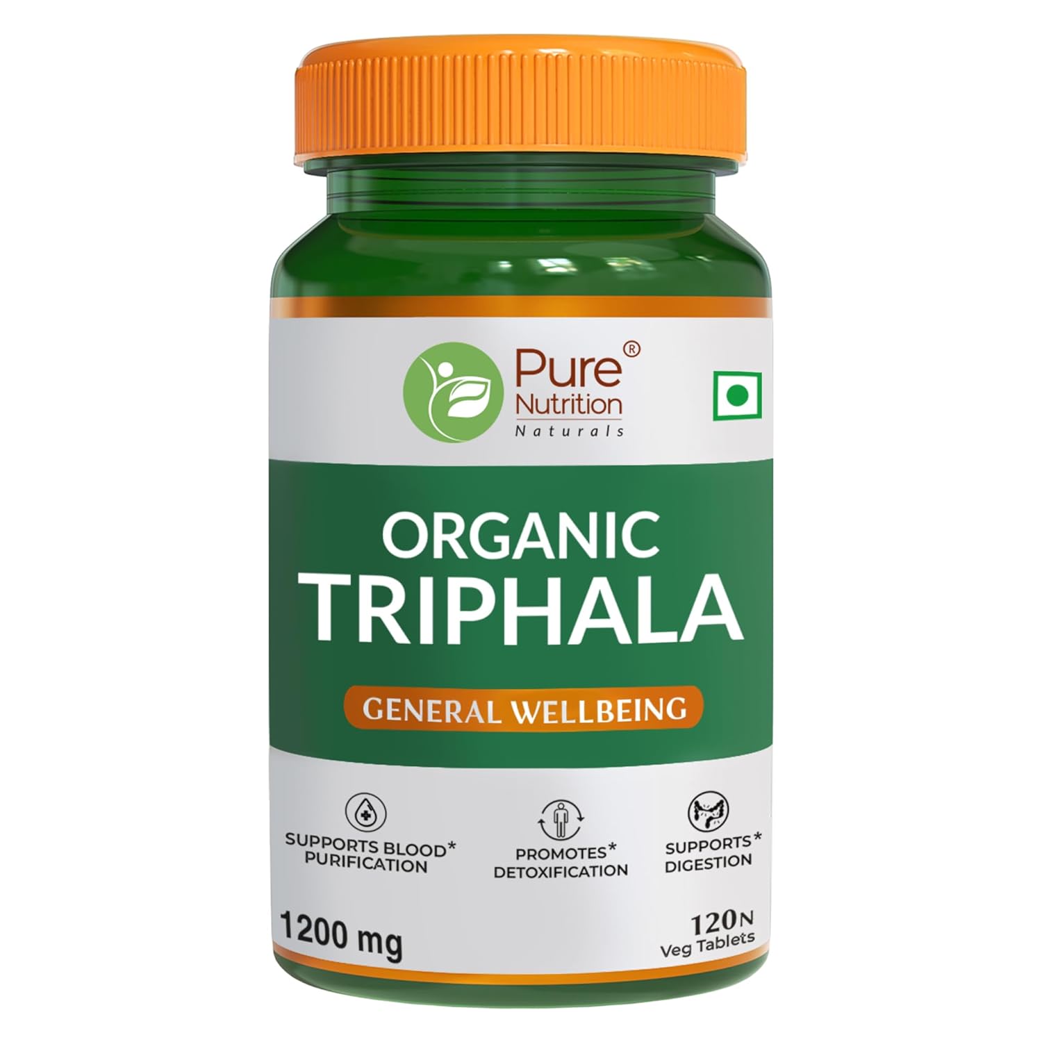 Pure Nutrition Organic Triphala Tablets | Supports Colon Cleanse, Healthy Digestion, Weight Management & Improved Bowel Wellness | Relieves Constipation -120 Tablets