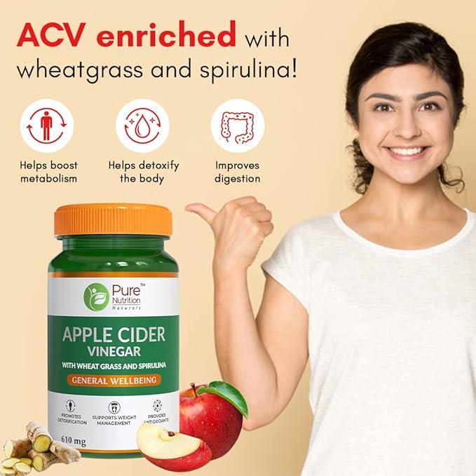 Pure Nutrition Apple Cider Vinegar 610mg Veg Capsule