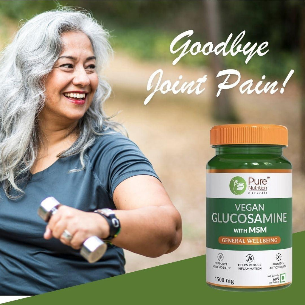 Pure Nutrition Vegan Glucosamine with MSM 1500 mg Veg Tablet for Joints & Antioxidant Support