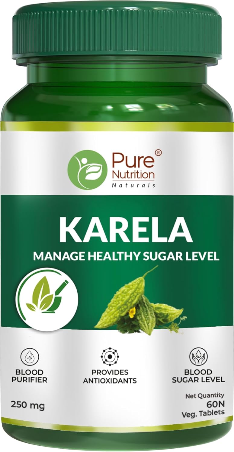 Pure Nutrition Karela Tablets (250mg) Momordica Charantia (Bitter Melon) | Diabetes Care Herbal Supplement, Supports Healthy Sugar Levels, Improved Metabolism & Liver Cleanse