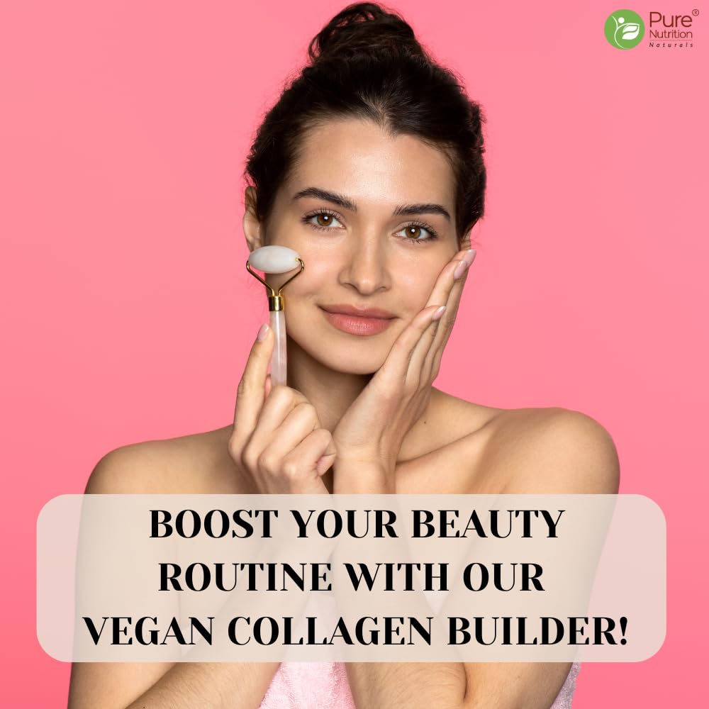 Pure Nutrition Plant based Collagen Builder Tablets with 8 B Vitamins, Biotin & Vitamin C for Glowing Skin, Strong & Healthy Hair, Nails, Bones & Joints - 60 Veg Tablets
