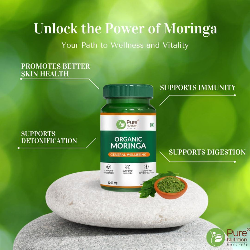 Pure Nutrition Organic Moringa Tablets (1200mg) | Supports Immunity, Digestion & Overall Wellness