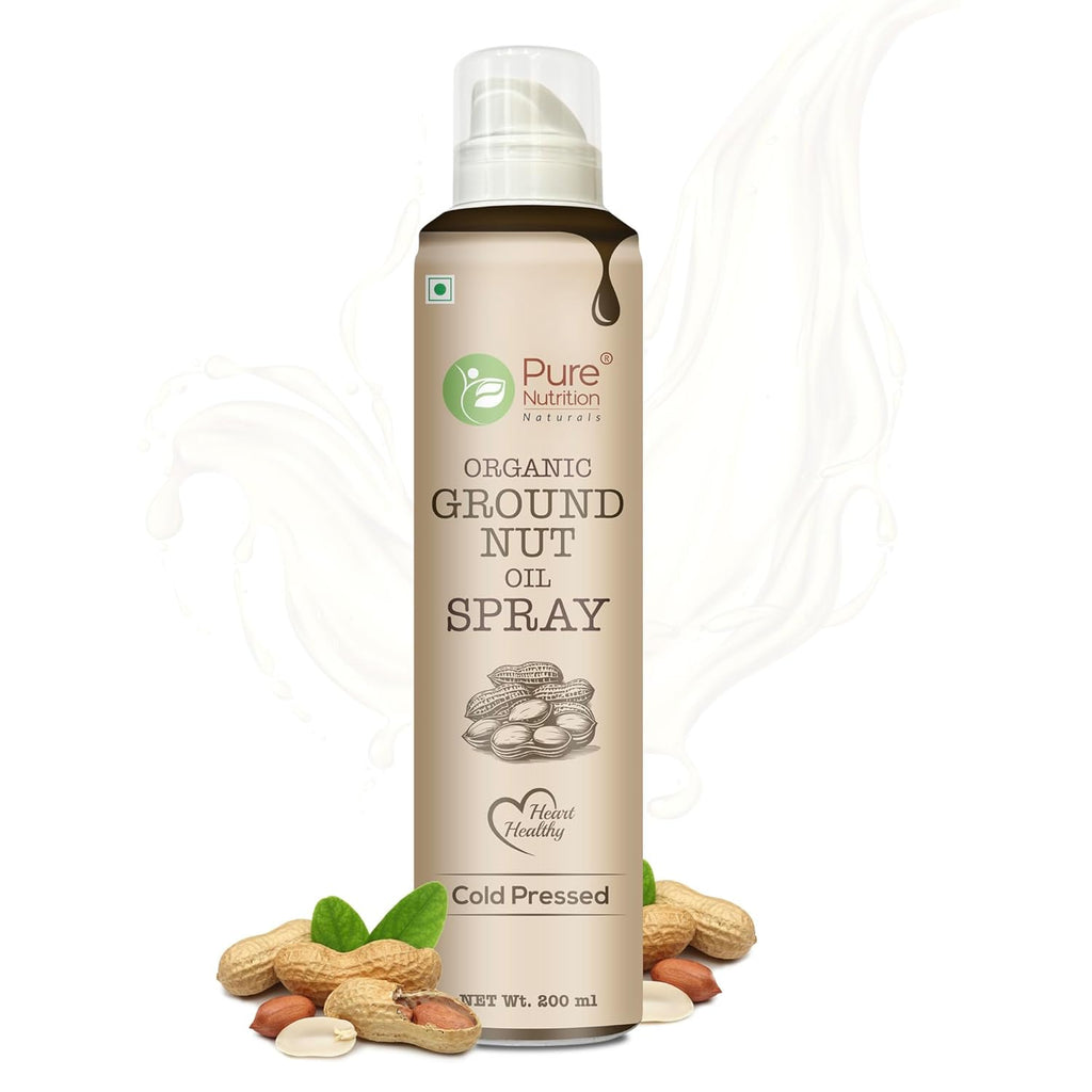 Pure Nutrition Organic Groundnut Oil Spray - 200ml | 100% Pure & Cold-Pressed | Cook Healthy with 10X Less Oil | Naturally Rich in Antioxidants | Supports Heart Health | Ideal for Grilling, Sautéing & Low-Calorie Cooking