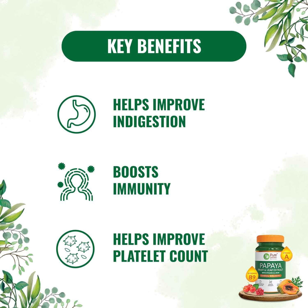 Pure Nutrition Papaya Fruit & Leaf Extract 600mg Veg Tablet