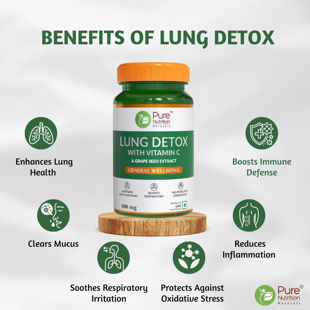 Pure Nutrition Lung Detox Capsule with Vitamin C 800mg For Respiratory Care