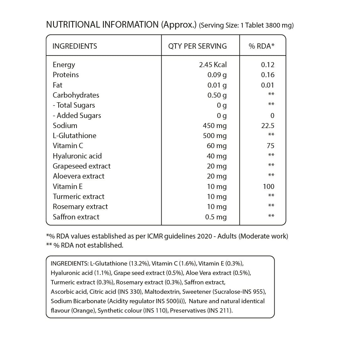 Pure Nutrition L-Glutathione Effervescent Tablets - 500mg