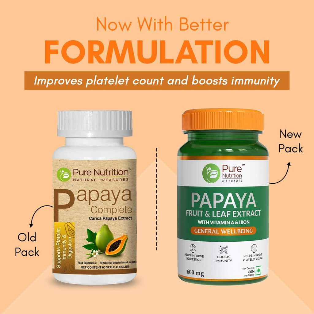 Pure Nutrition Papaya Fruit & Leaf Extract 600mg Veg Tablet