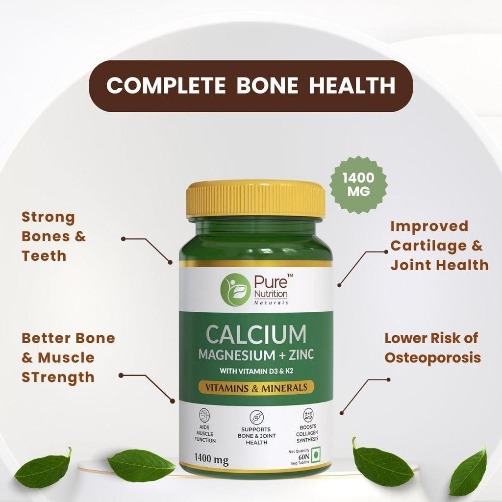 Pure Nutrition Calcium Magnesium + Zinc 1400mg Veg Tablet