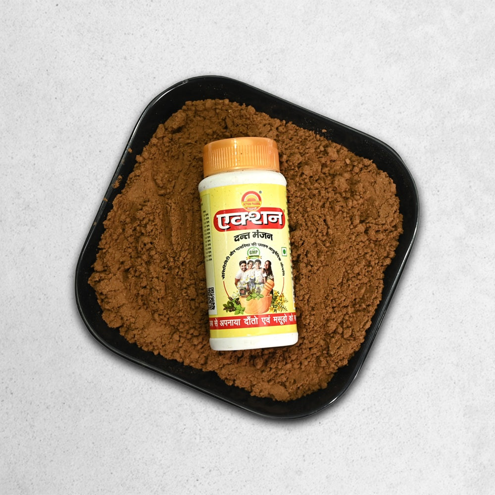 Action Pharma Action Dant Manjan - Best Ayurvedic Medicines for Tooth Sensitivity and Pyorrhea (Gum Disease) | It has made My Teeth and Gums Healthy and Strong | 100 GM