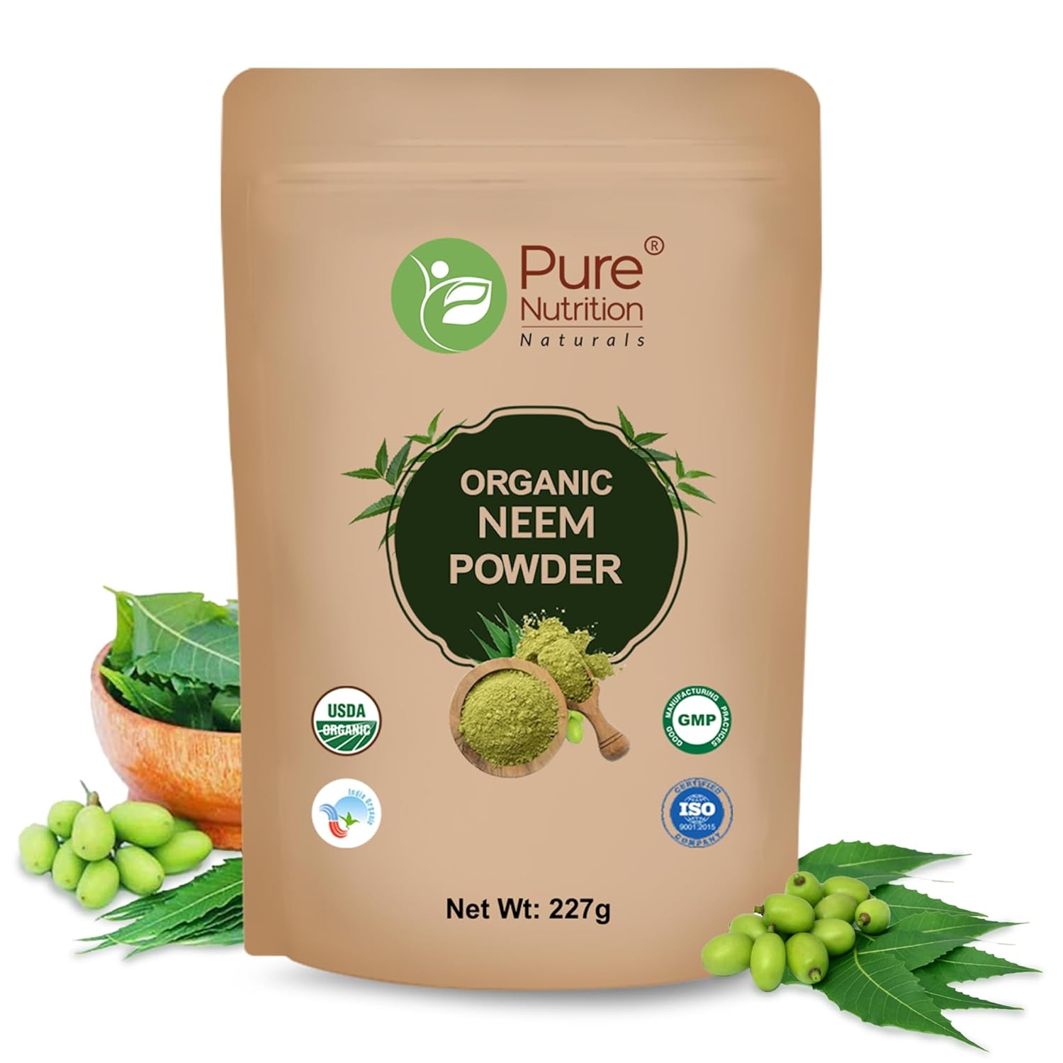 Pure Nutrition Organic Neem Powder - 227g | 100% Pure and Natural | Supports Skin Health, Detoxification, and Immunity