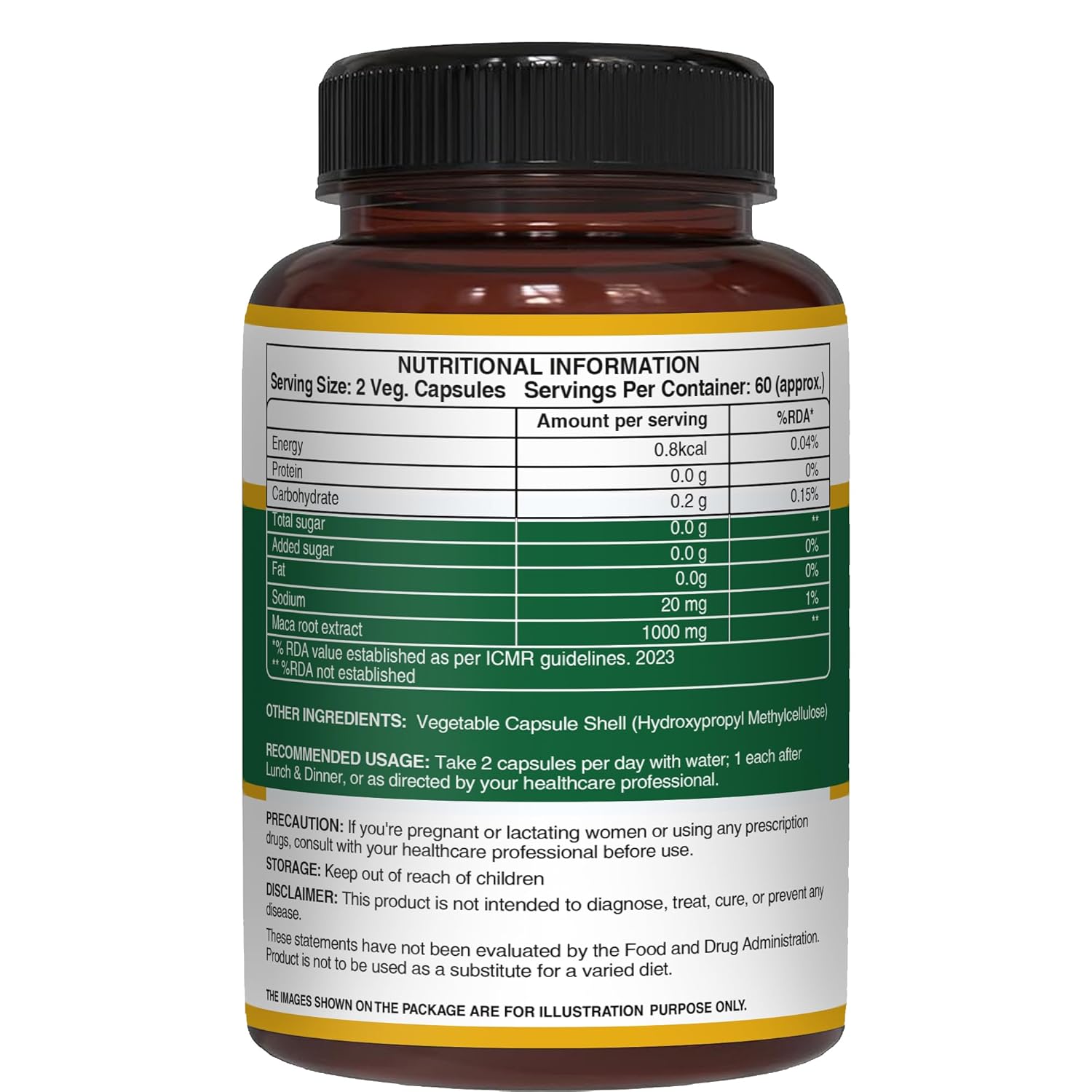 Pure Nutrition Maca Root 1000mg for Promoteing Reproductive Health, Improves Energy and Enhances Performance - Pack of 1 (120 Capsules)