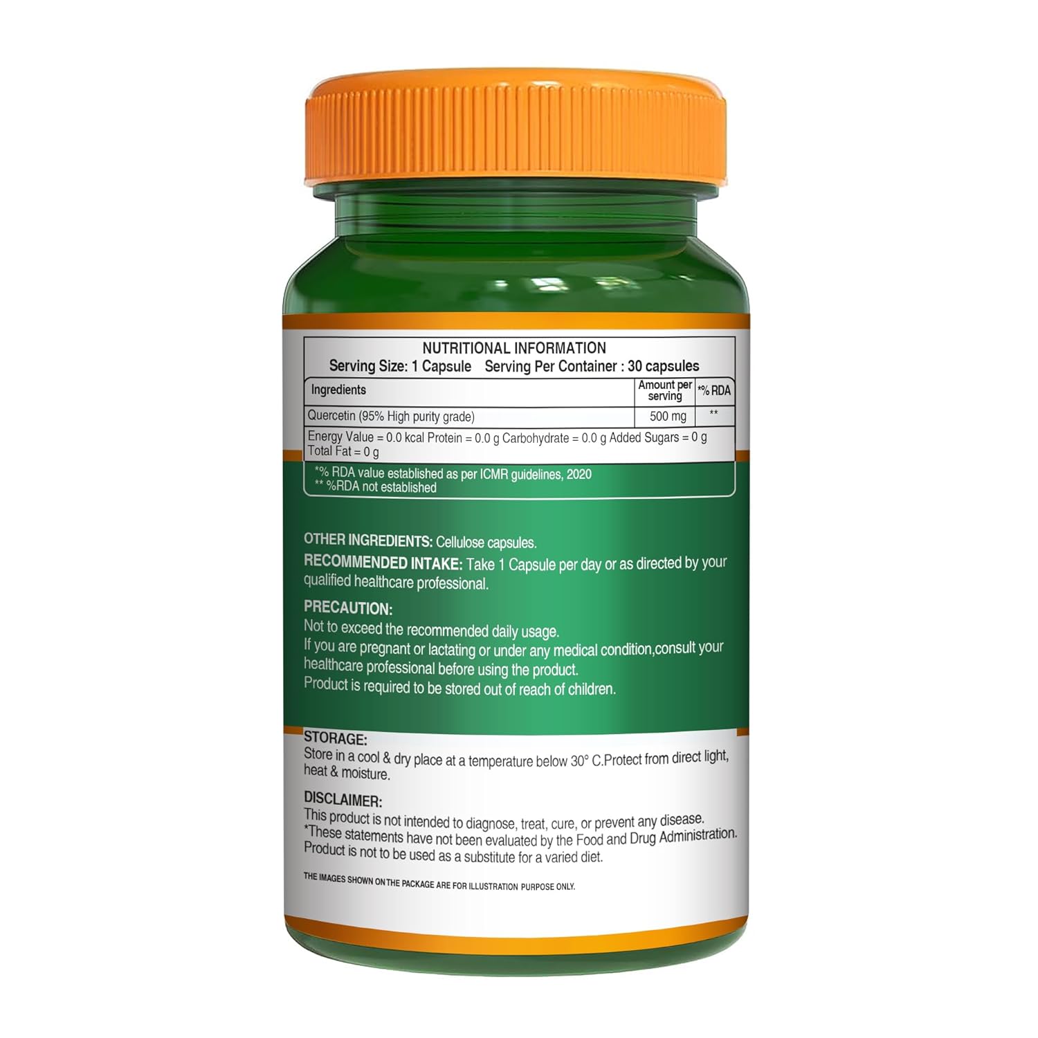 Pure Nutrition Quercetin Capsules 500mg - High Purity 95% Extract | Supports Immunity, Reduces Inflammation, Boosts Antioxidant Defenses & Promotes Heart Health | Helps Respiratory Health & Seasonal Allergy Relief - 30 Veg Capsules