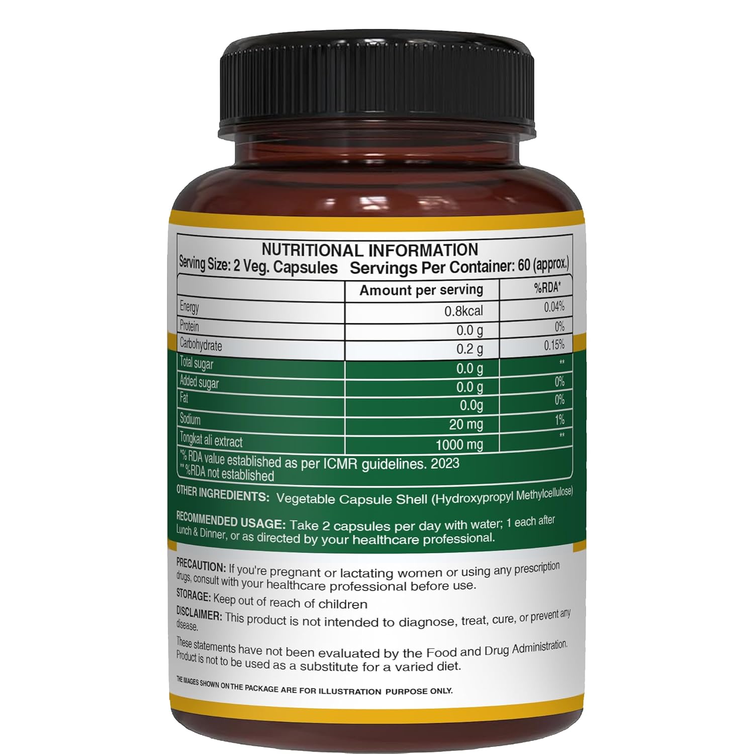 Pure Nutrition Organic Tongkat Ali Capsules - 1000mg - 120 Veg Capsules - Supports Male Wellness | Boosts Energy, Immunity & Stamina | Enhances Stress Tolerance | Natural Herbal Supplement | Gluten-Free