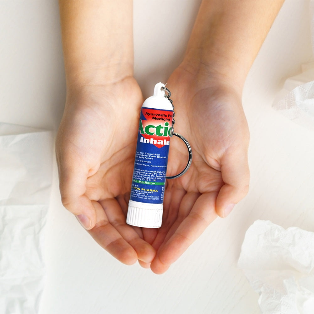 Action Pharma Action Inhaler -  Ayurvedic Proprietary Medicine | GMP Certified Company | Effective on the Chest Throat and Back for Three Way Relief from Blocked Nose, Cough and Body Aches | 0.5 ML