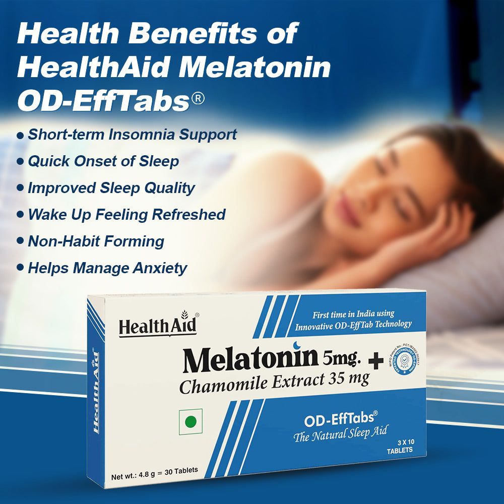 HealthAid Melatonin 5 mg + Chamomile Extract 35 mg Effervescent Tablet (10 Each)