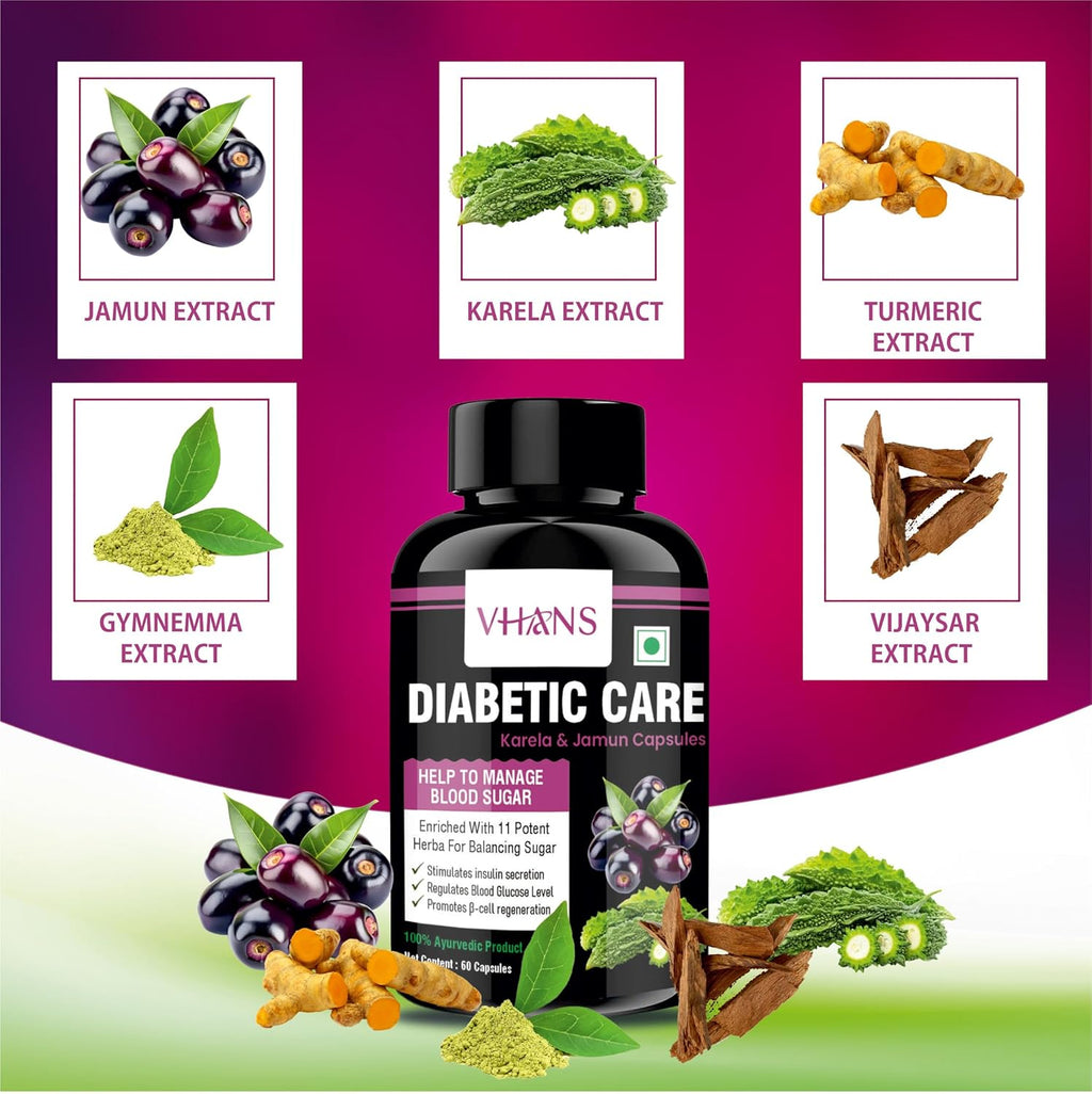 Diabetes Care Karela, Jamun Capsule Helps to Manage Blood Sugar (60 Capsules)
