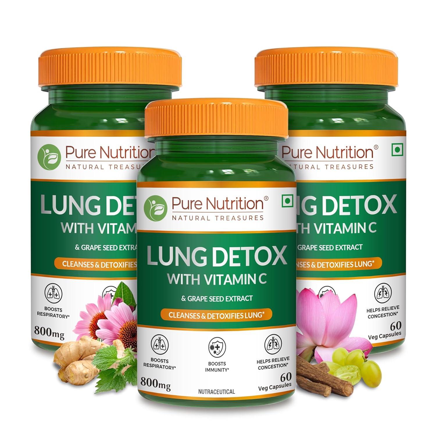Pure Nutrition Lung Detox Capsule with Vitamin C 800mg For Respiratory Care