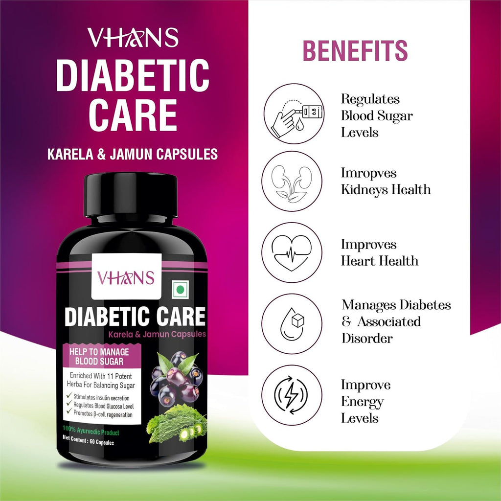 Diabetes Care Karela, Jamun Capsule Helps to Manage Blood Sugar (60 Capsules)