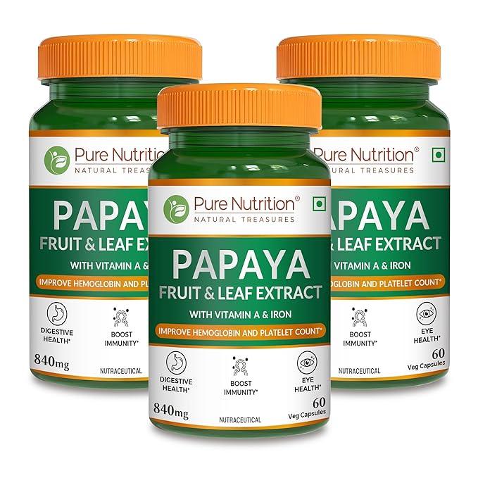 Pure Nutrition Papaya Fruit & Leaf Extract 600mg Veg Tablet
