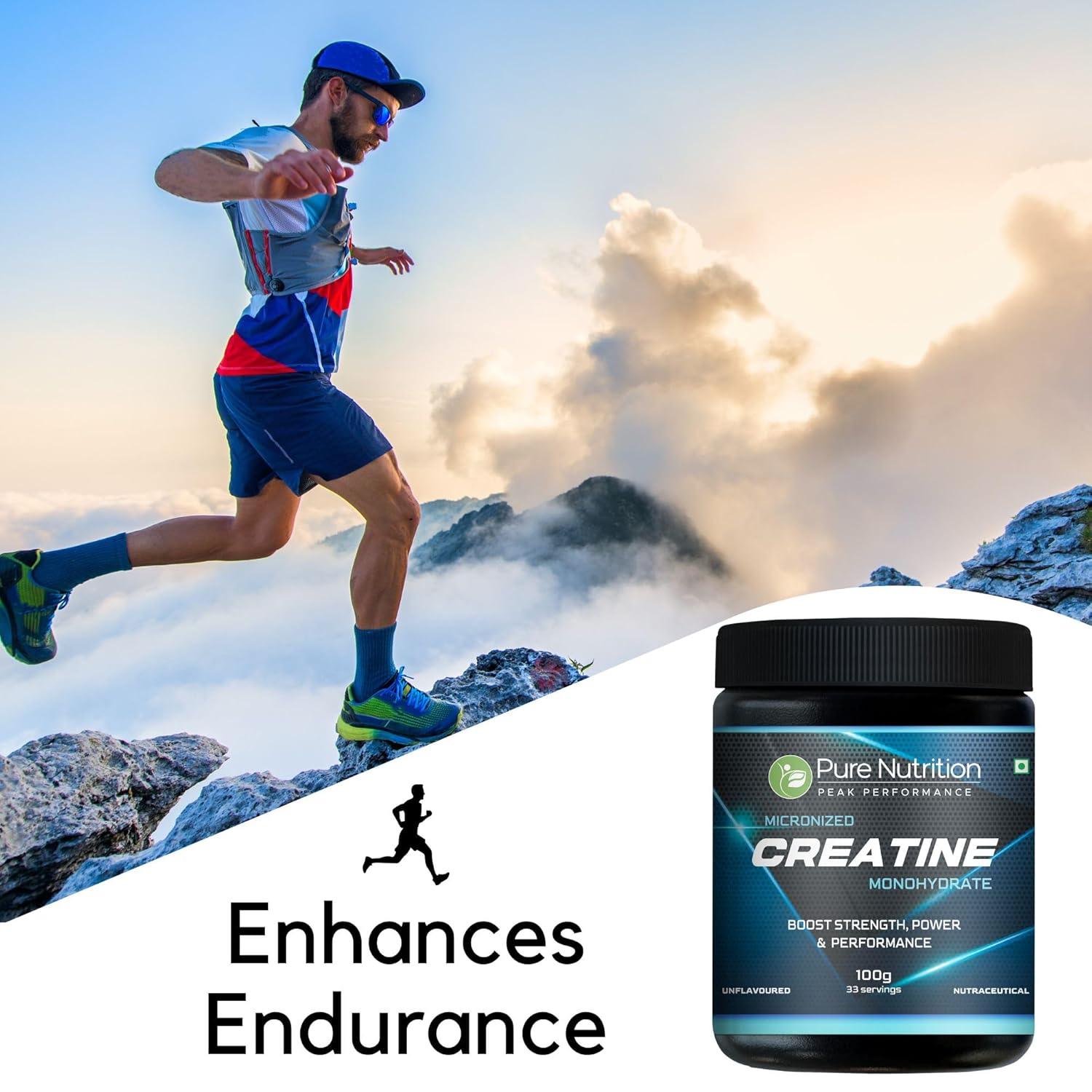 Pure Nutrition Micronised Creatine Monohydrate Powder, Pre/Post Workout Supplement, Instant Energy for Athletic Performance, Fast Recovery, Increased Muscle Mass, Unflavoured
