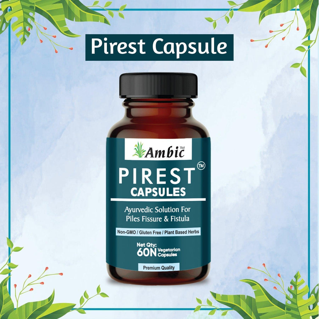 Ambic Pirest Vegetarian Capsule, for Effective Relief from Bavasir & Fistula (60 Each)
