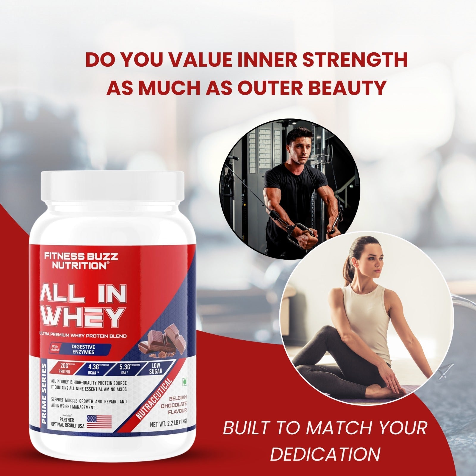 Fitness Buzz Nutrition All in Whey with Added Digestive Enzymes I 20G Protein Per Serving I 4.3 BCAA Per Serving I 5.3G EAA Per Serving I Low Sugar I Nutraceutical I Veg I Malai Kulfi