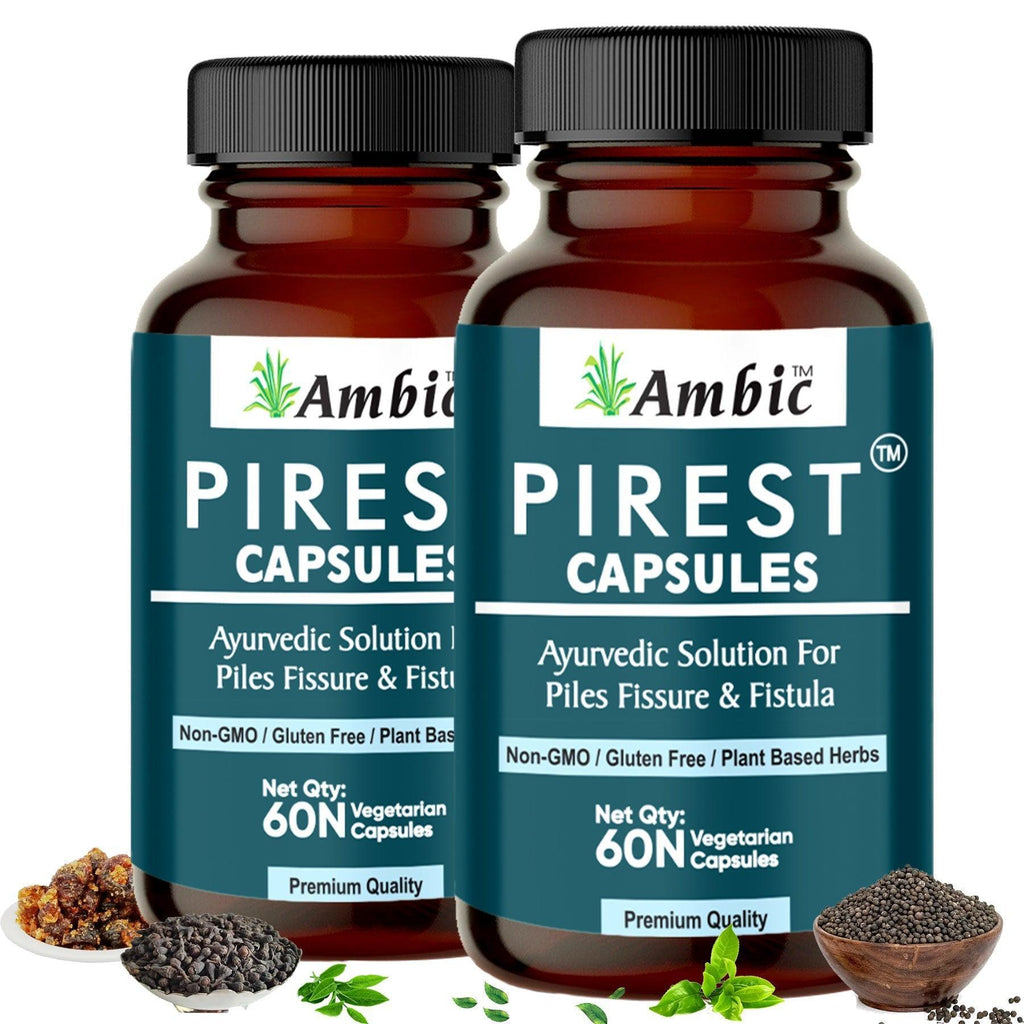 Ambic Pirest Vegetarian Capsule, for Effective Relief from Bavasir & Fistula (60 Each)