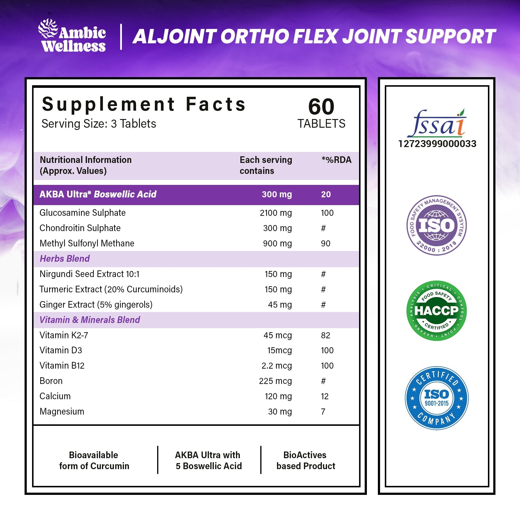 Ambic Wellness Aljoint Ortho Flex Joint Support Tablet (60 Tablet)