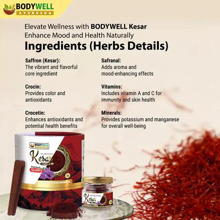 BodyWell Ayurveda Kashmir Saffron (Mongra) - 1gm