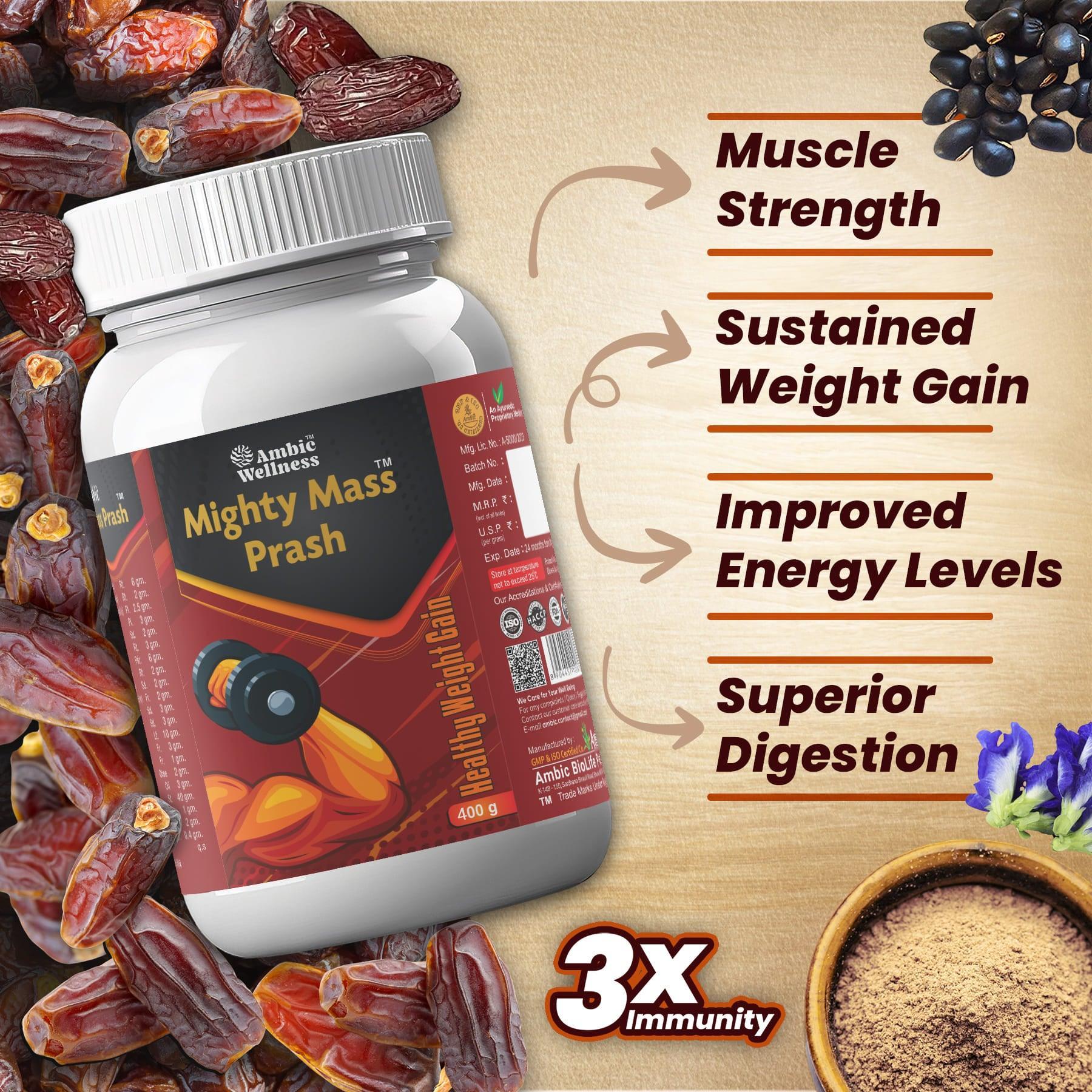 Ambic Wellness Mighty Mass Prash for Healthy Weight Gain - 400gm