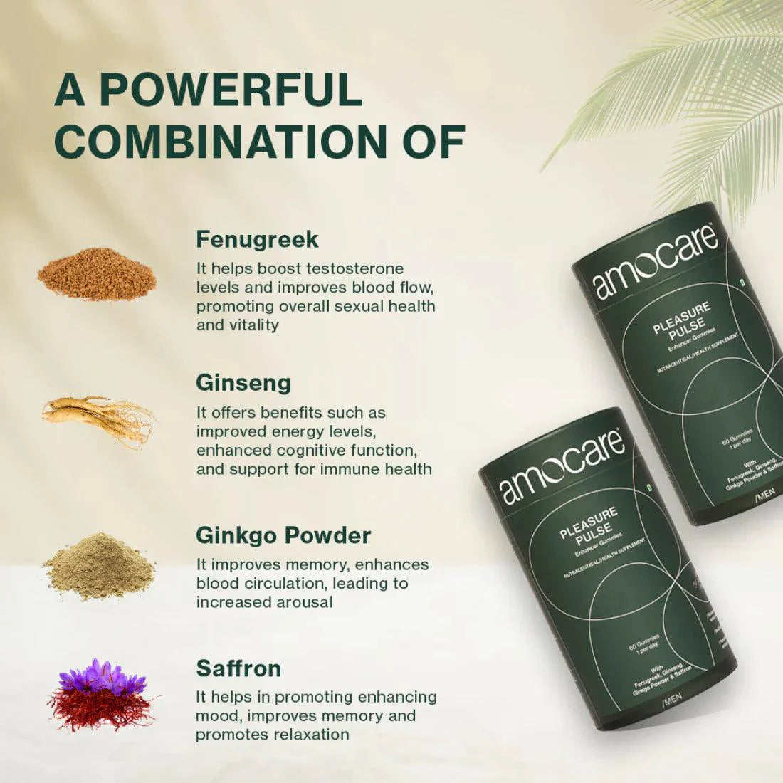 Amocare Pleasure Pulse Enhancer Gummies for Men - 60 Gummies