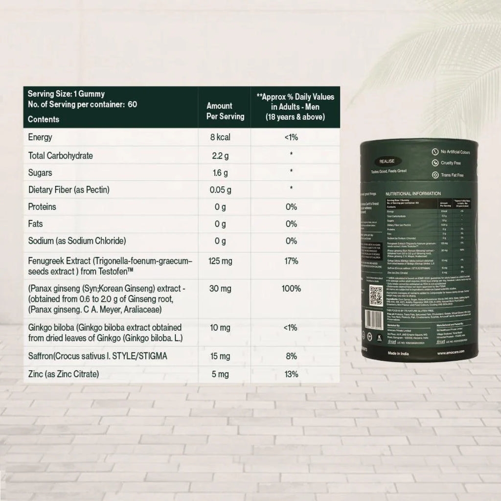 Amocare Pleasure Pulse Enhancer Gummies for Men - 60 Gummies