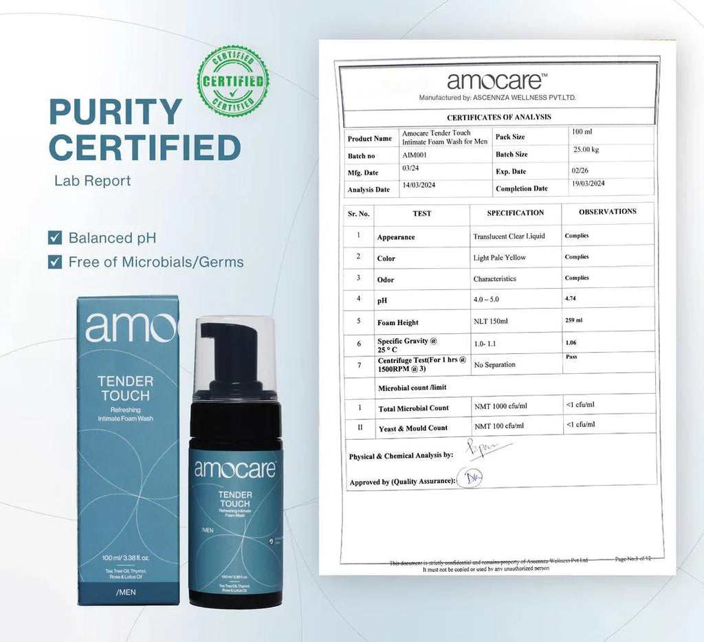 Amocare Tender Touch Refreshing Intimate Foam Wash for Men - 100ml