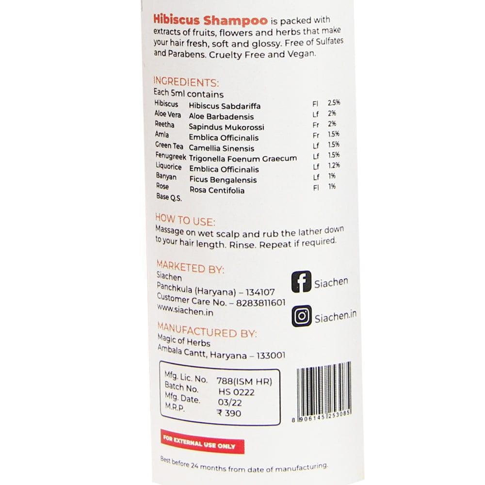 Siachen Shampoo Hibiscus Shampoo with Green Tea, Amla & Aloe Vera