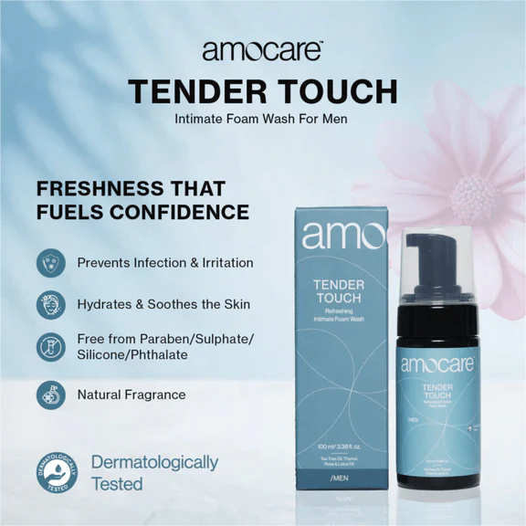 Amocare Tender Touch Refreshing Intimate Foam Wash for Men - 100ml