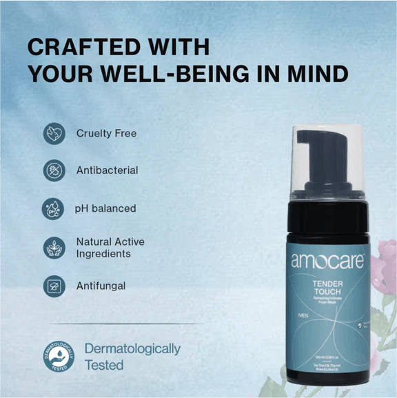 Amocare Tender Touch Refreshing Intimate Foam Wash for Men - 100ml