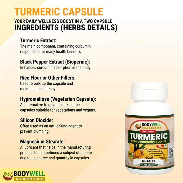 BodyWell Turmeric (Haridra) Veg Capsule - 60 Capsules